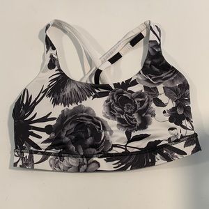 LULULEMON Energy Bra Black and White Floral Size 10   SPORTS  Bra